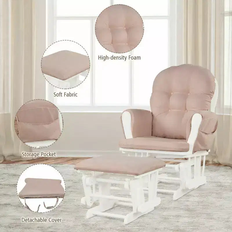 Costway Fauteuil à Bascule et Repose-Pieds pour Bébé avec Coussin