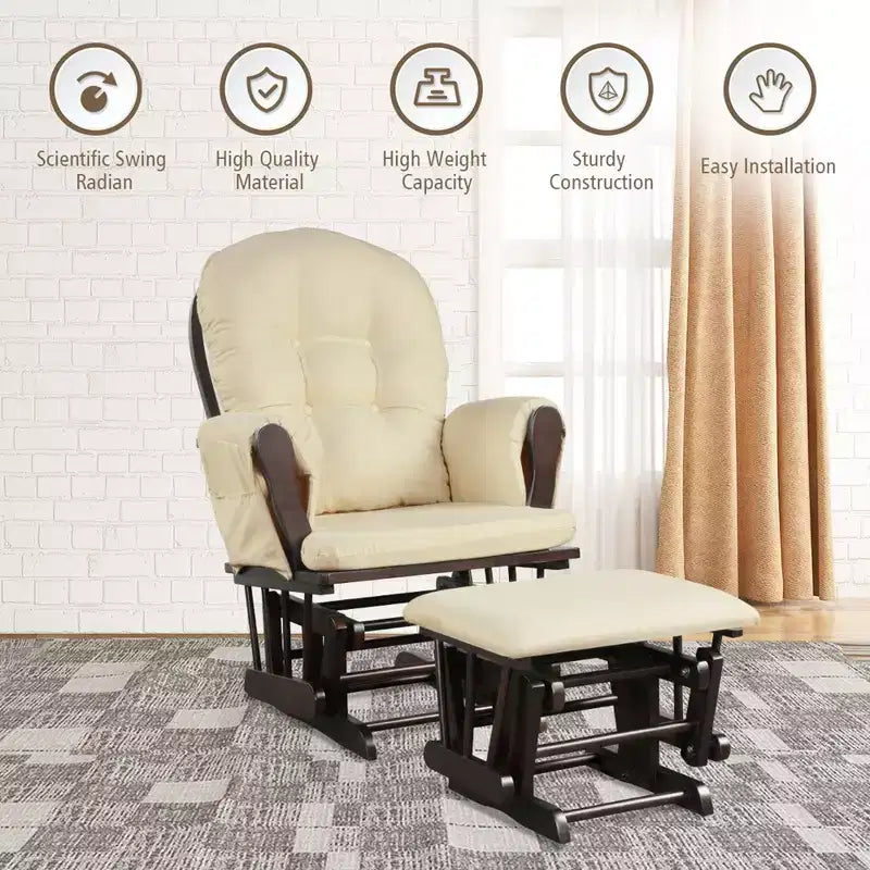 Costway Fauteuil à Bascule et Repose-Pieds pour Bébé avec Coussin