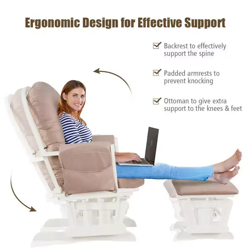 Costway Fauteuil à Bascule et Repose-Pieds pour Bébé avec Coussin