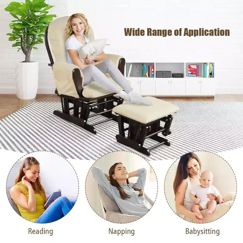 Costway Fauteuil à Bascule et Repose-Pieds pour Bébé avec Coussin