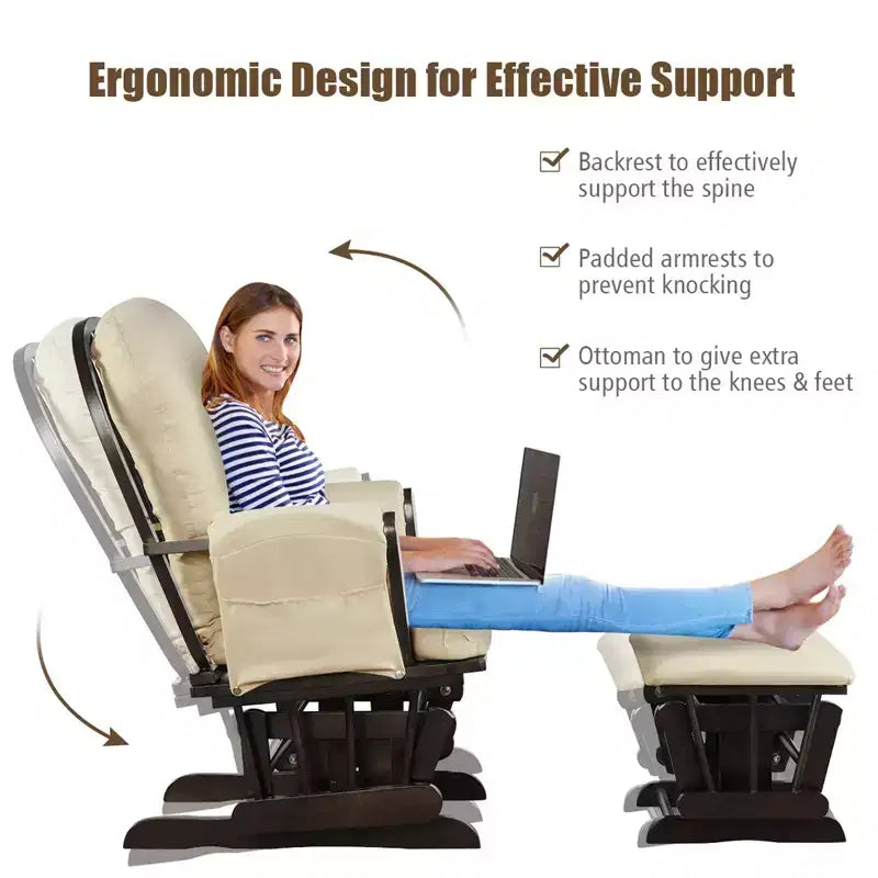 Costway Fauteuil à Bascule et Repose-Pieds pour Bébé avec Coussin