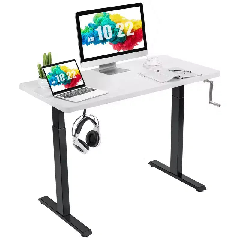 Bureau assis-debout 48 pouces Costway – Poste de travail réglable avec manivelle