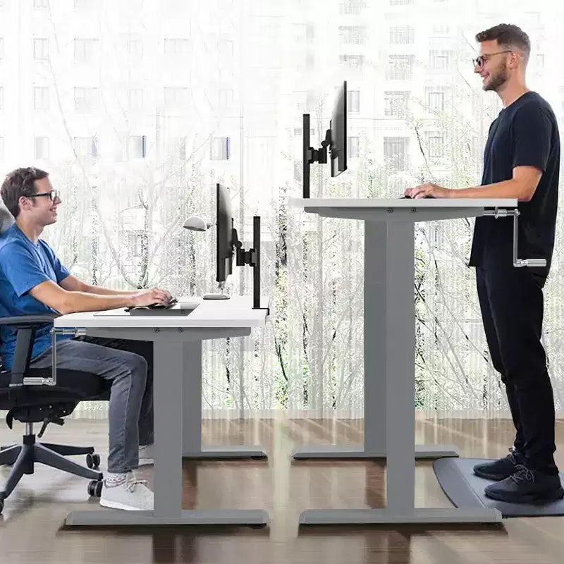 Bureau assis-debout 48 pouces Costway – Poste de travail réglable avec manivelle