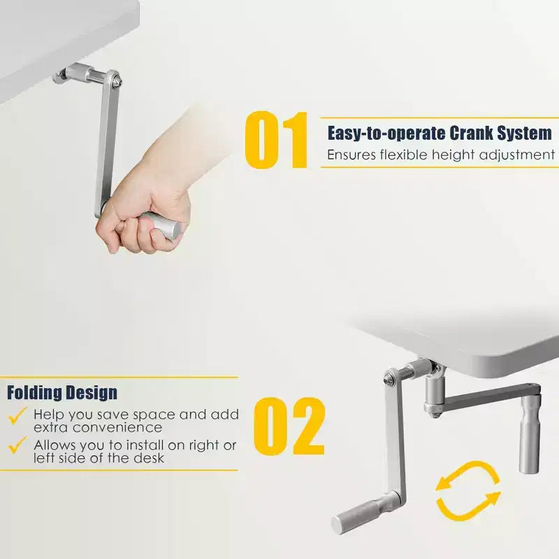 Bureau assis-debout 48 pouces Costway – Poste de travail réglable avec manivelle