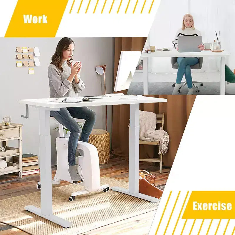 Bureau assis-debout 48 pouces Costway – Poste de travail réglable avec manivelle