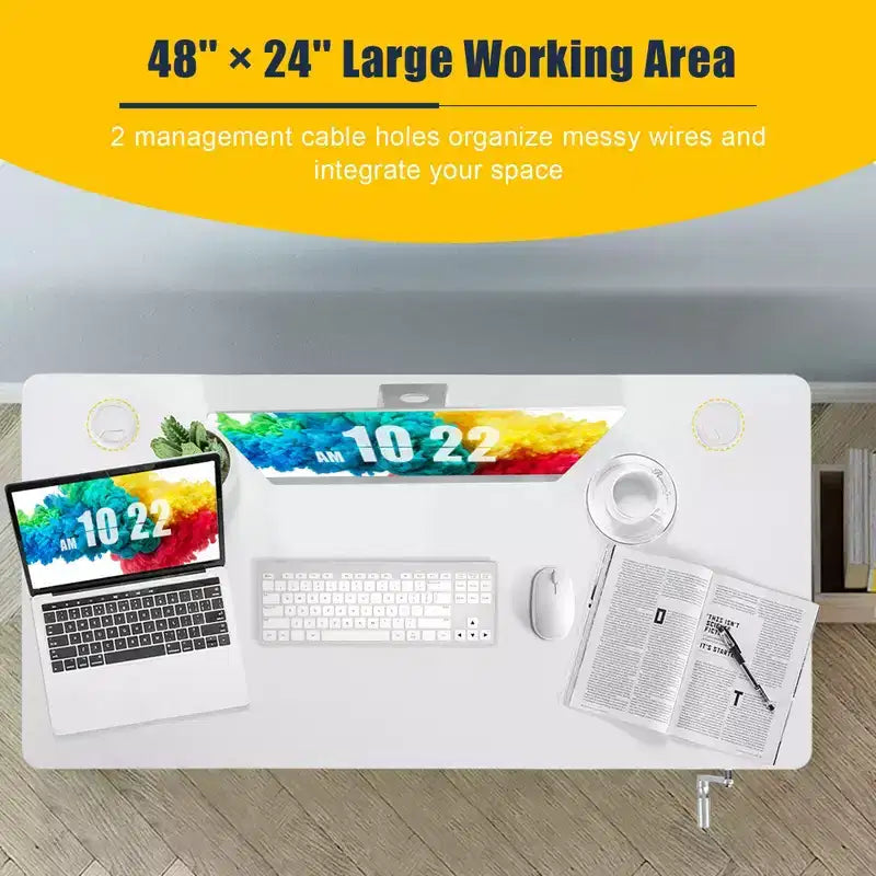 Bureau assis-debout 48 pouces Costway – Poste de travail réglable avec manivelle