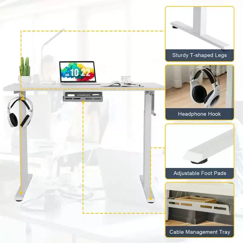 Bureau assis-debout 48 pouces Costway – Poste de travail réglable avec manivelle
