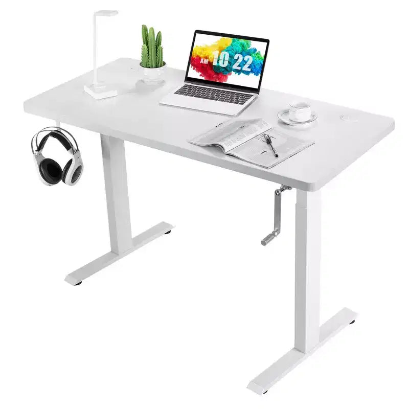 Bureau assis-debout 48 pouces Costway – Poste de travail réglable avec manivelle