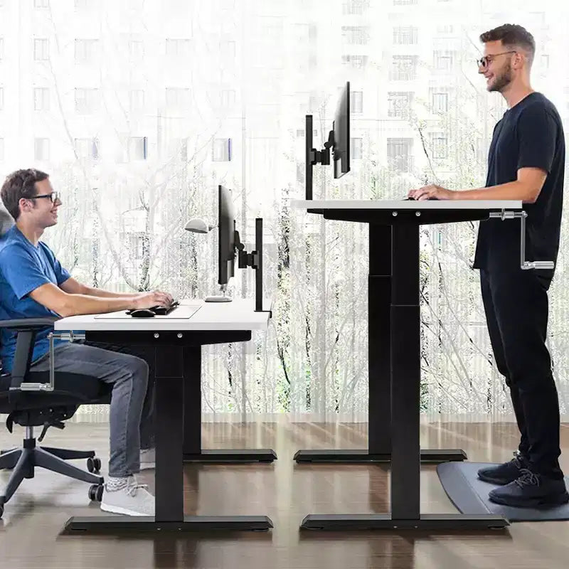 Bureau assis-debout 48 pouces Costway – Poste de travail réglable avec manivelle