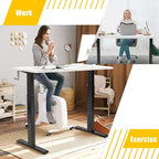 Bureau assis-debout 48 pouces Costway – Poste de travail réglable avec manivelle