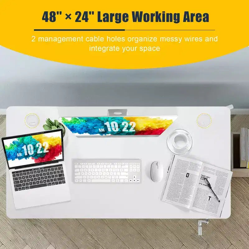 Bureau assis-debout 48 pouces Costway – Poste de travail réglable avec manivelle