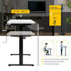 Bureau assis-debout 48 pouces Costway – Poste de travail réglable avec manivelle