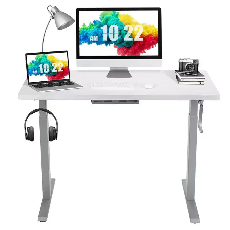 Bureau assis-debout 48 pouces Costway – Poste de travail réglable avec manivelle