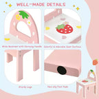 Costway Coiffeuse de Maquillage pour Enfants Princesse avec Tabouret et Miroir à Trois Volets Rose