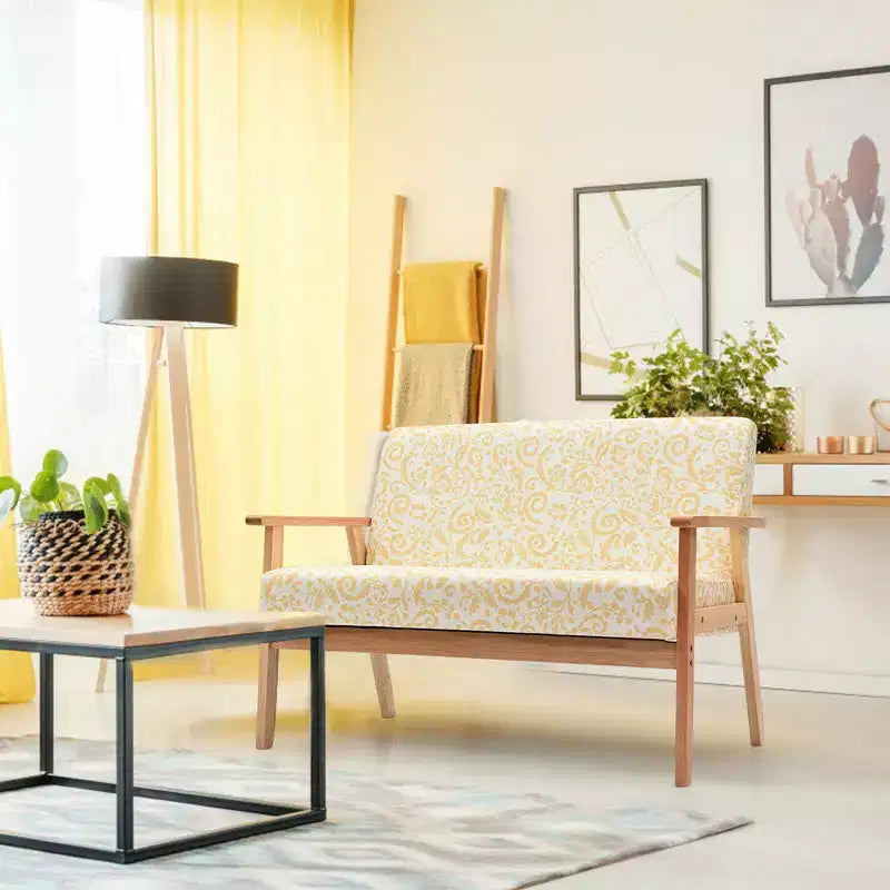 Costway Canapé Loveseat Moderne en Tissu Rembourré 2 Places avec Accoudoirs en Bois