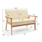 Costway Canapé Loveseat Moderne en Tissu Rembourré 2 Places avec Accoudoirs en Bois