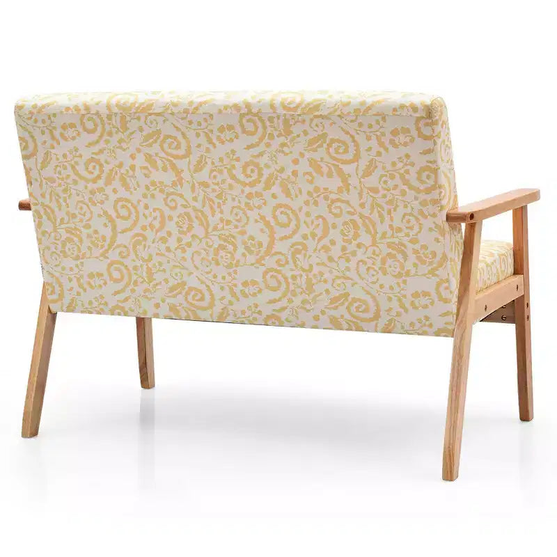 Costway Canapé Loveseat Moderne en Tissu Rembourré 2 Places avec Accoudoirs en Bois