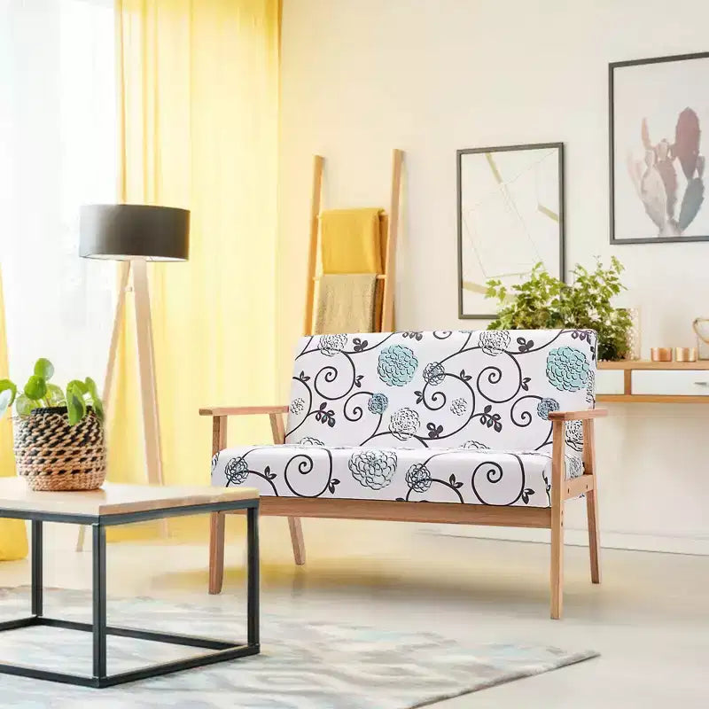 Costway Canapé Loveseat Moderne en Tissu Rembourré 2 Places avec Accoudoirs en Bois