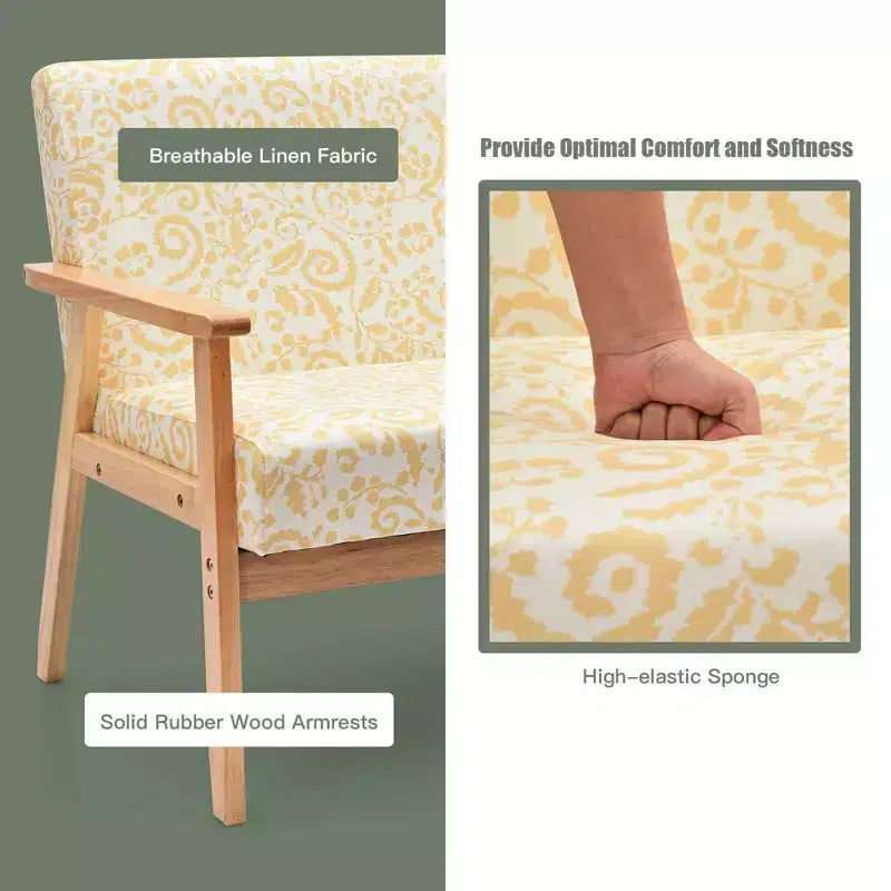 Costway Canapé Loveseat Moderne en Tissu Rembourré 2 Places avec Accoudoirs en Bois