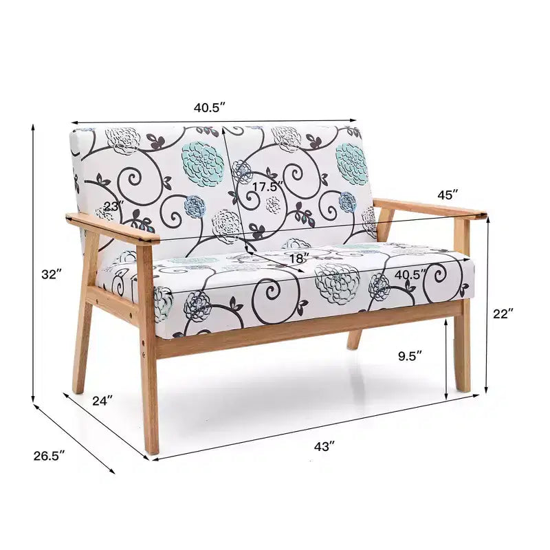 Costway Canapé Loveseat Moderne en Tissu Rembourré 2 Places avec Accoudoirs en Bois