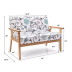 Costway Canapé Loveseat Moderne en Tissu Rembourré 2 Places avec Accoudoirs en Bois
