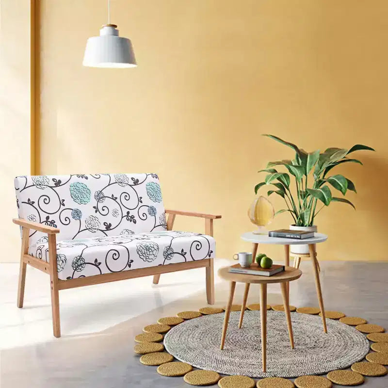 Costway Canapé Loveseat Moderne en Tissu Rembourré 2 Places avec Accoudoirs en Bois