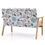 Costway Canapé Loveseat Moderne en Tissu Rembourré 2 Places avec Accoudoirs en Bois