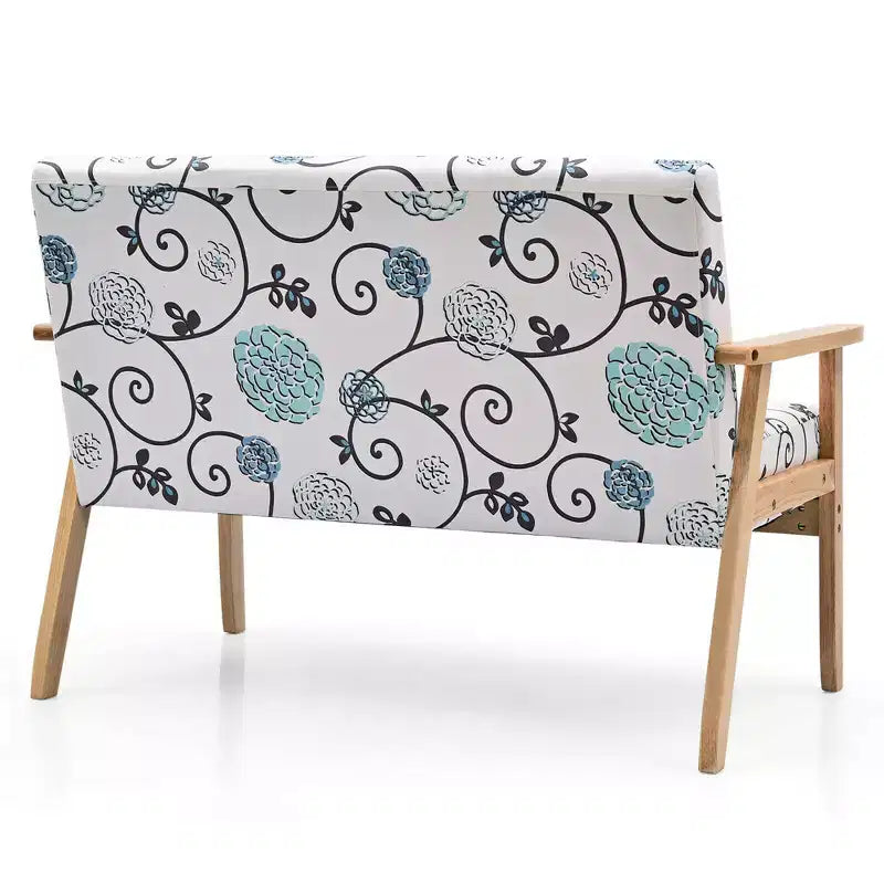 Costway Canapé Loveseat Moderne en Tissu Rembourré 2 Places avec Accoudoirs en Bois