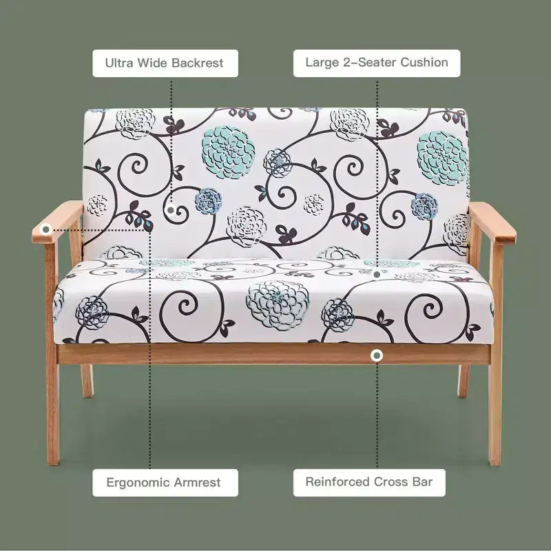 Costway Canapé Loveseat Moderne en Tissu Rembourré 2 Places avec Accoudoirs en Bois