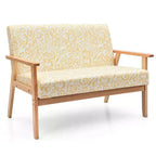Costway Canapé Loveseat Moderne en Tissu Rembourré 2 Places avec Accoudoirs en Bois