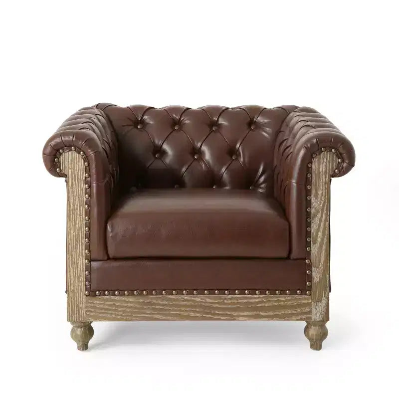 Fauteuil Club Chesterfield Capitoué Castalia avec Clous Décoratifs Midnight – Christopher Knight Home