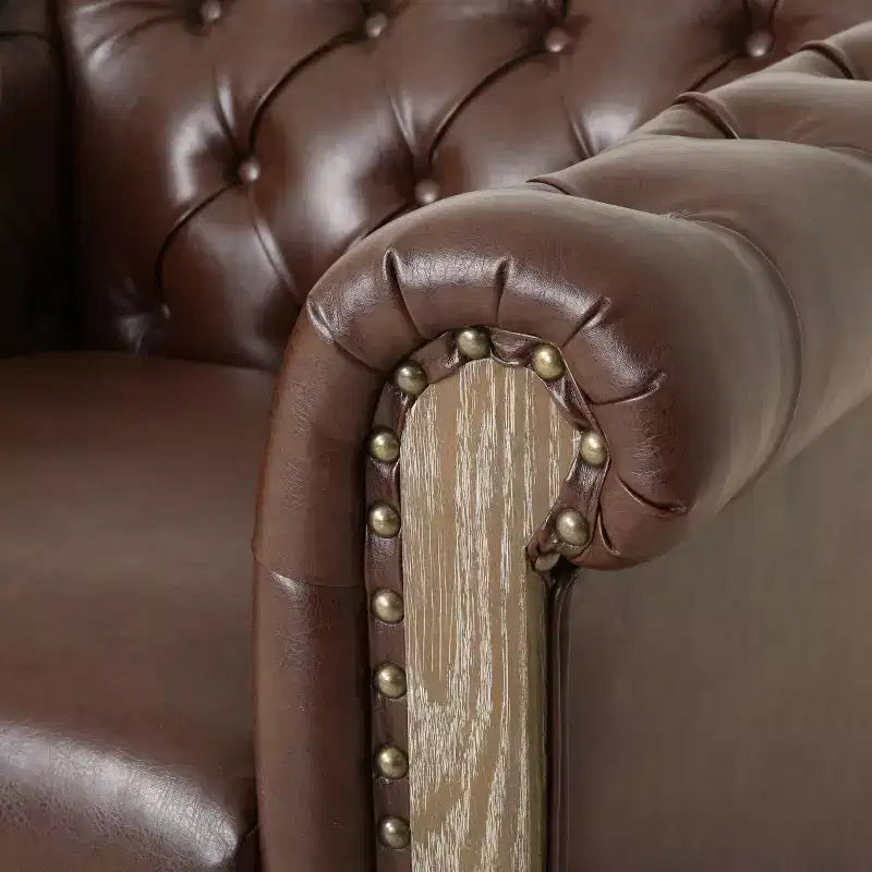 Fauteuil Club Chesterfield Capitoué Castalia avec Clous Décoratifs Midnight – Christopher Knight Home