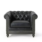 Fauteuil Club Chesterfield Capitoué Castalia avec Clous Décoratifs Midnight – Christopher Knight Home