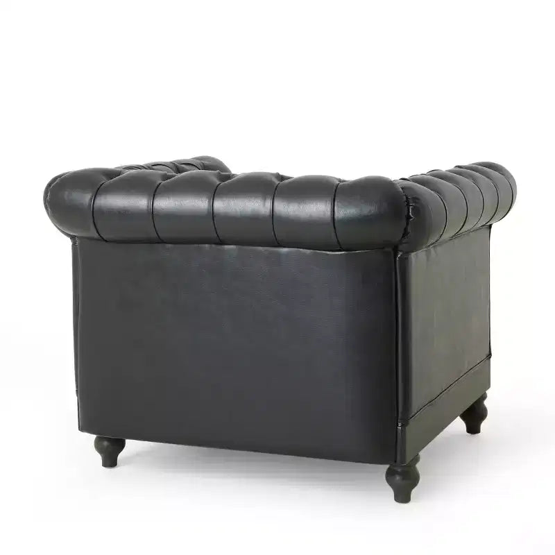 Fauteuil Club Chesterfield Capitoué Castalia avec Clous Décoratifs Midnight – Christopher Knight Home
