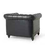 Fauteuil Club Chesterfield Capitoué Castalia avec Clous Décoratifs Midnight – Christopher Knight Home
