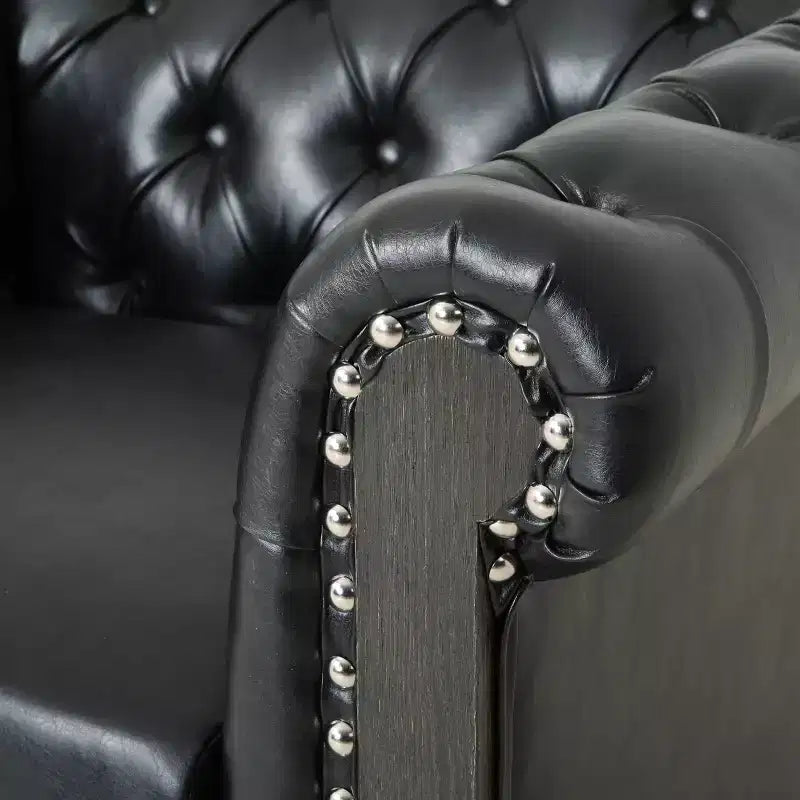 Fauteuil Club Chesterfield Capitoué Castalia avec Clous Décoratifs Midnight – Christopher Knight Home