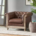 Fauteuil Club Chesterfield Capitoué Castalia avec Clous Décoratifs Midnight – Christopher Knight Home