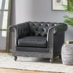 Fauteuil Club Chesterfield Capitoué Castalia avec Clous Décoratifs Midnight – Christopher Knight Home