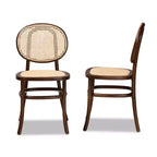 Ensemble de 2 chaises de salle à manger Garold en rotin tressé et bois avec canne - Baxton Studio