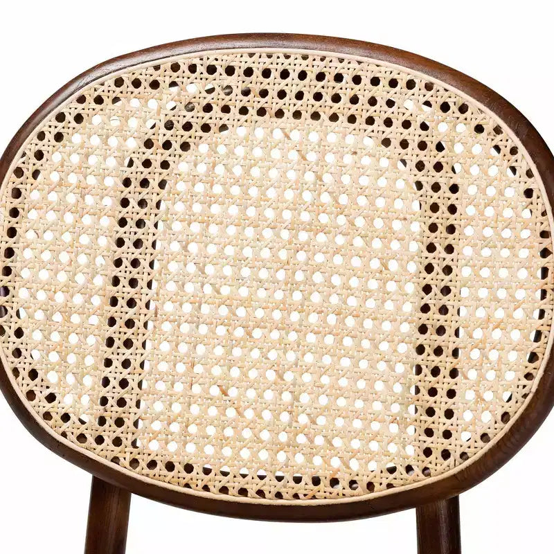 Ensemble de 2 chaises de salle à manger Garold en rotin tressé et bois avec canne - Baxton Studio