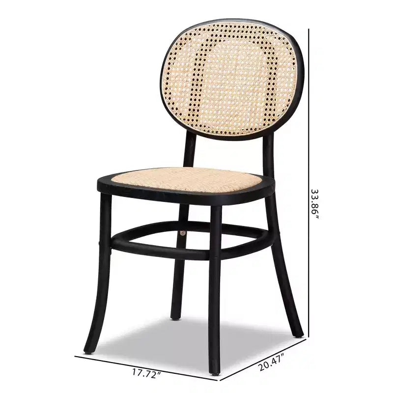 Ensemble de 2 chaises de salle à manger Garold en rotin tressé et bois avec canne - Baxton Studio