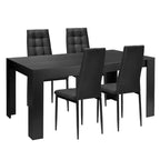 Costway Ensemble de 5 pièces Table à manger en bois et 4 chaises en tissu Maison Cuisine Moderne