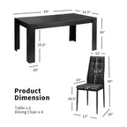 Costway Ensemble de 5 pièces Table à manger en bois et 4 chaises en tissu Maison Cuisine Moderne