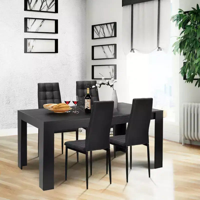 Costway Ensemble de 5 pièces Table à manger en bois et 4 chaises en tissu Maison Cuisine Moderne