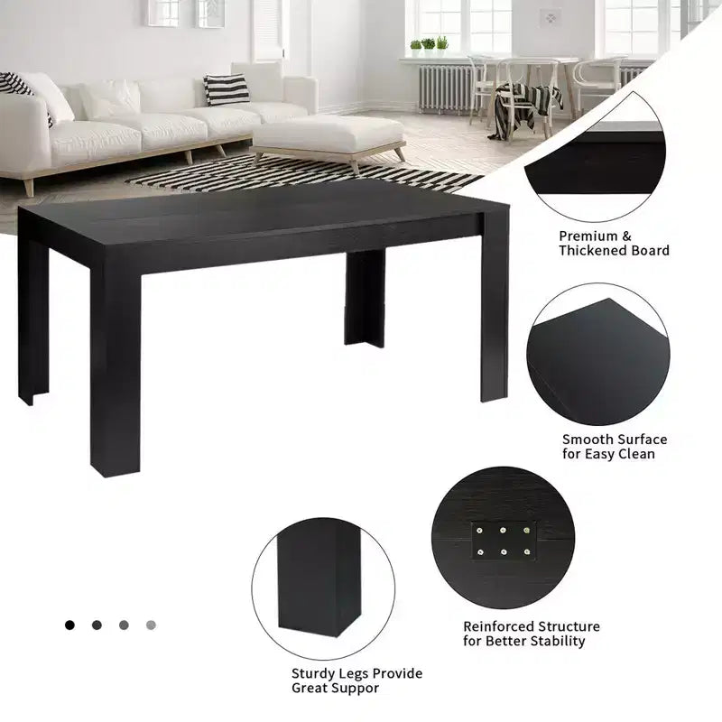 Costway Ensemble de 5 pièces Table à manger en bois et 4 chaises en tissu Maison Cuisine Moderne