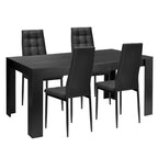 Costway Ensemble de 5 pièces Table à manger en bois et 4 chaises en tissu Maison Cuisine Moderne