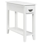 Costway Table d'appoint de chevet à 2 niveaux avec tiroir et étagère, Blanc
