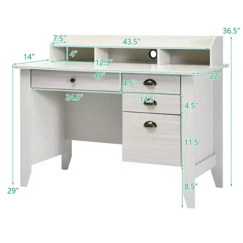 Costway Bureau d'ordinateur PC Portable Table d'écriture Poste de travail Étudiant Étude Meuble Blanc
