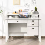 Costway Bureau d'ordinateur PC Portable Table d'écriture Poste de travail Étudiant Étude Meuble Blanc