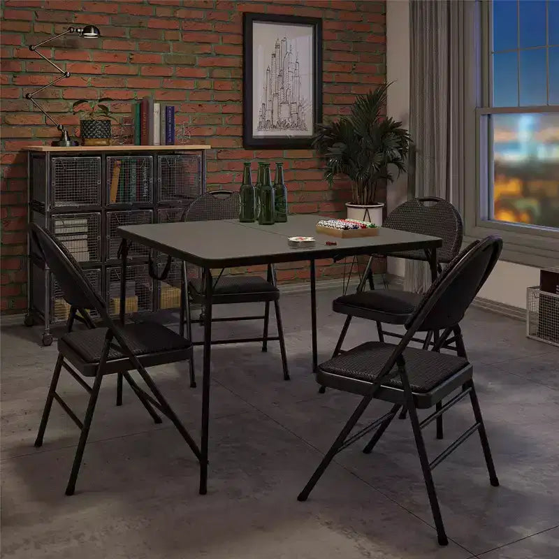 Chaises pliantes commerciales COSCO à triple renfort en métal avec assise en tissu, lot de 4, noires